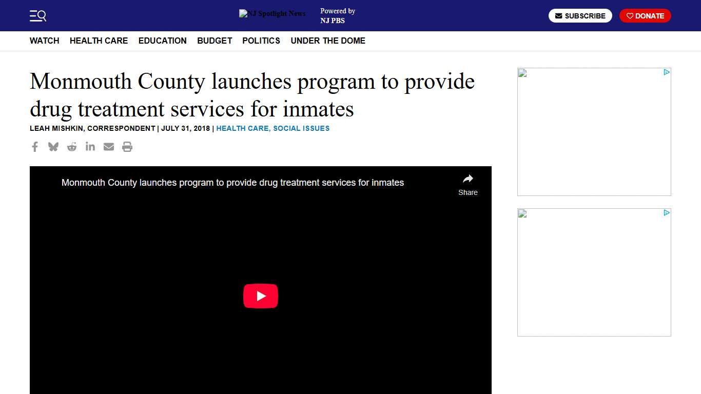 Monmouth County launches program to provide drug treatment services for inmates Video NJ Spotlight News